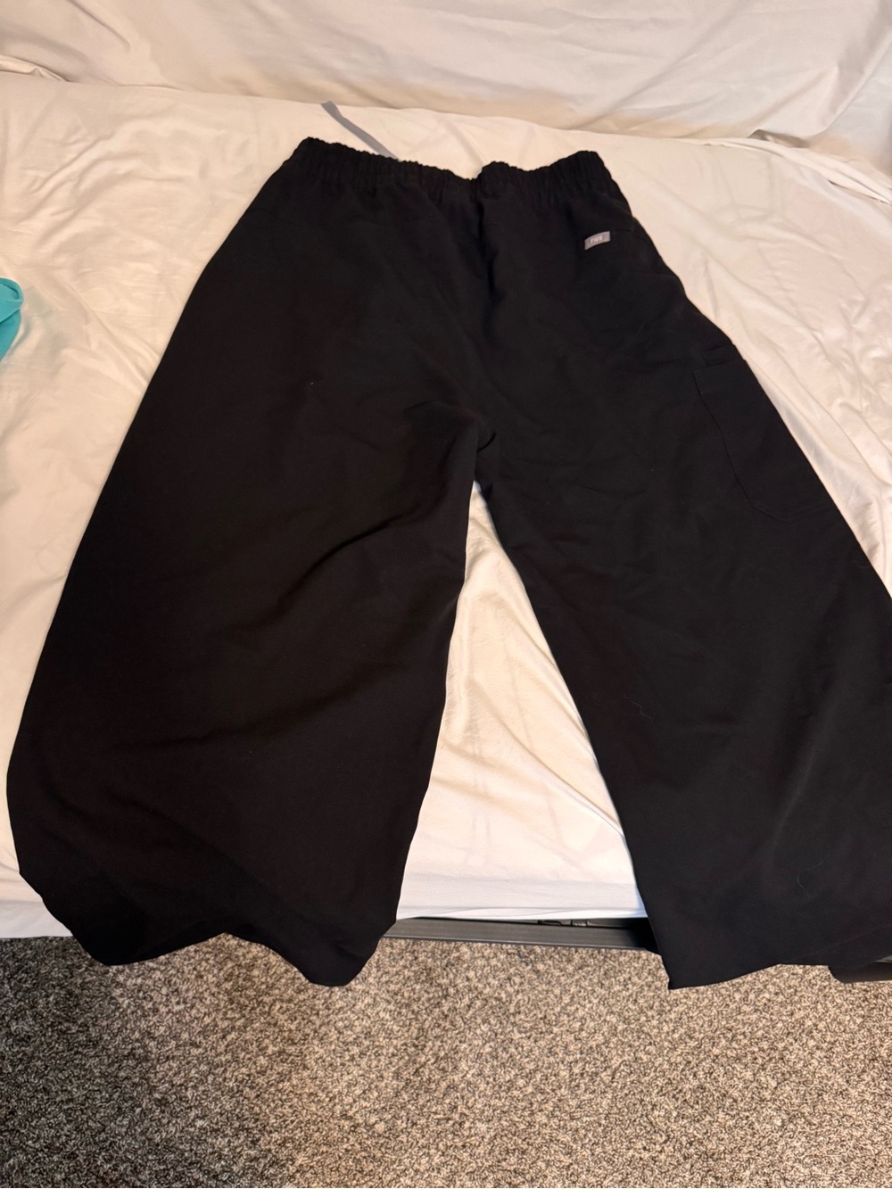 Figs Shelby Black Wide-Leg Drawstring Pants ultra high waisted - Picture 3 of 3